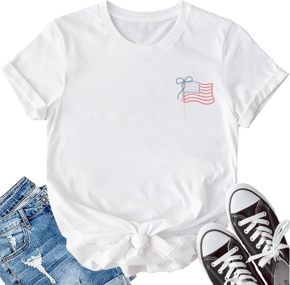 LBP USA Flag Shirt for Women 4th of July Patriotic T-Shirts American Proud Tees Memorial Day Tops | Amazon (US)