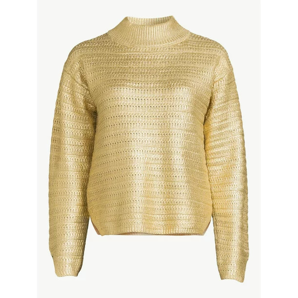 Scoop Women's Metallic Turtleneck Sweater | Walmart (US)