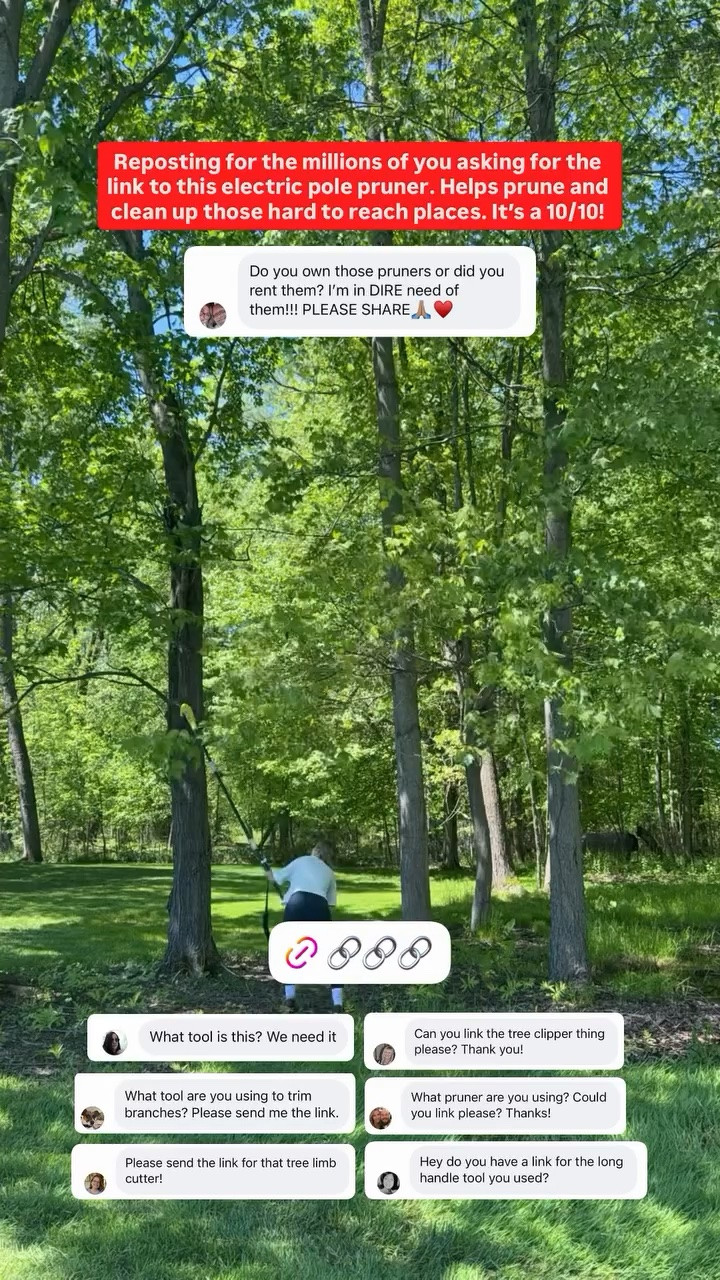 Reposting for the millions of you asking for the link to this electric pole pruner. Helps prune and clean up those hard to reach places. It’s a 10/10!