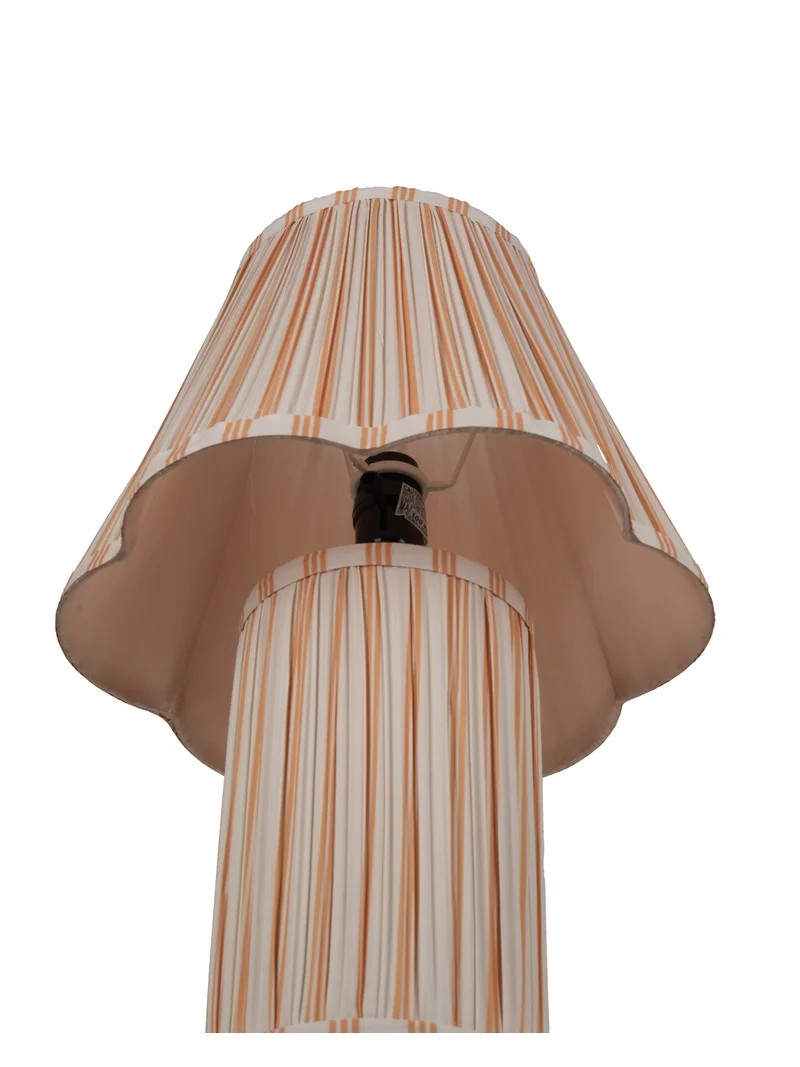 Beautiful 19" Cabana Stripe Fabric Lamp with Scalloped shade, Yellow and Arctic White | Walmart (US)