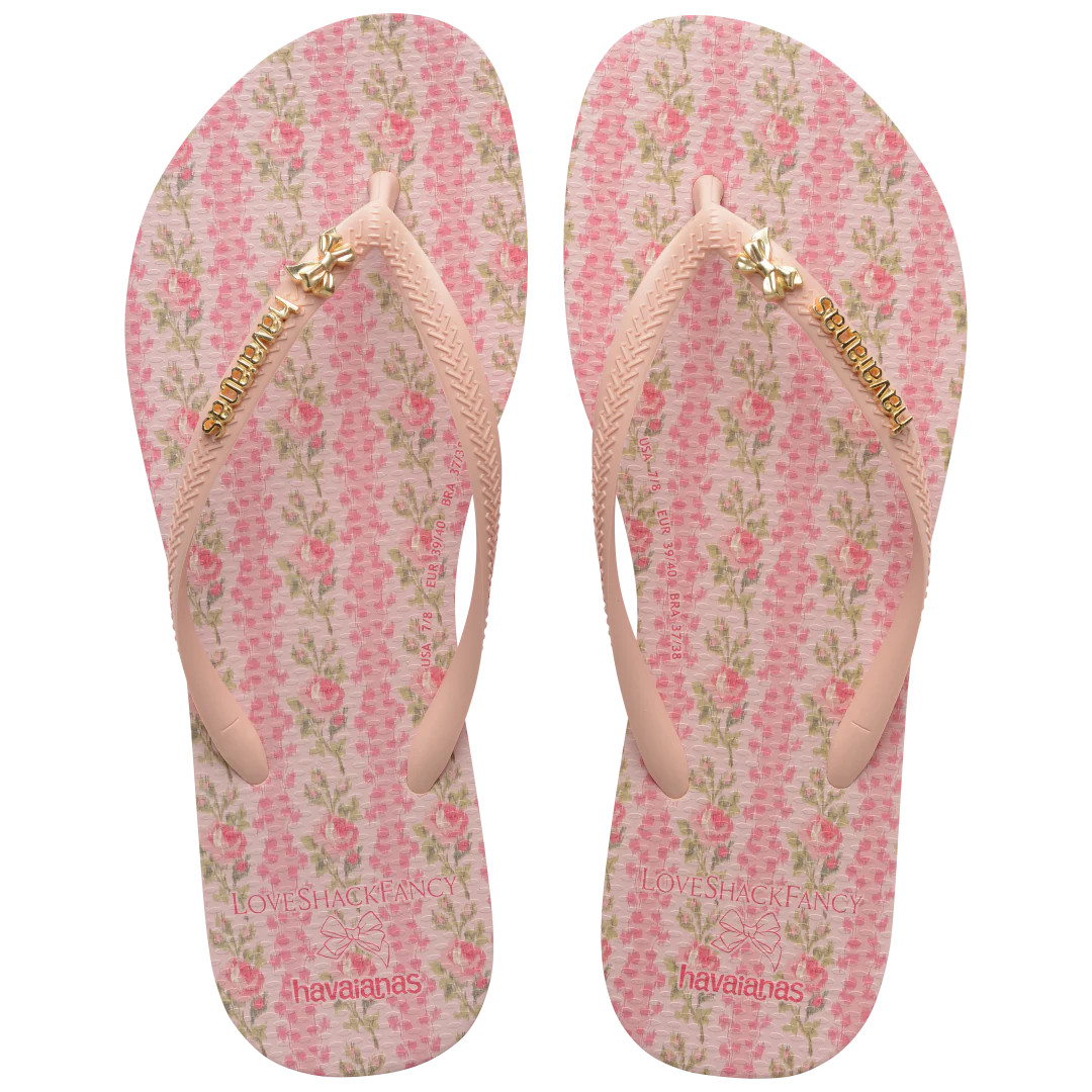 Havaianas Kids' LoveShackFancy Blooming Heirloom Slim Flip Flops | Ballet Rose | Size 13/1 | Havaianas