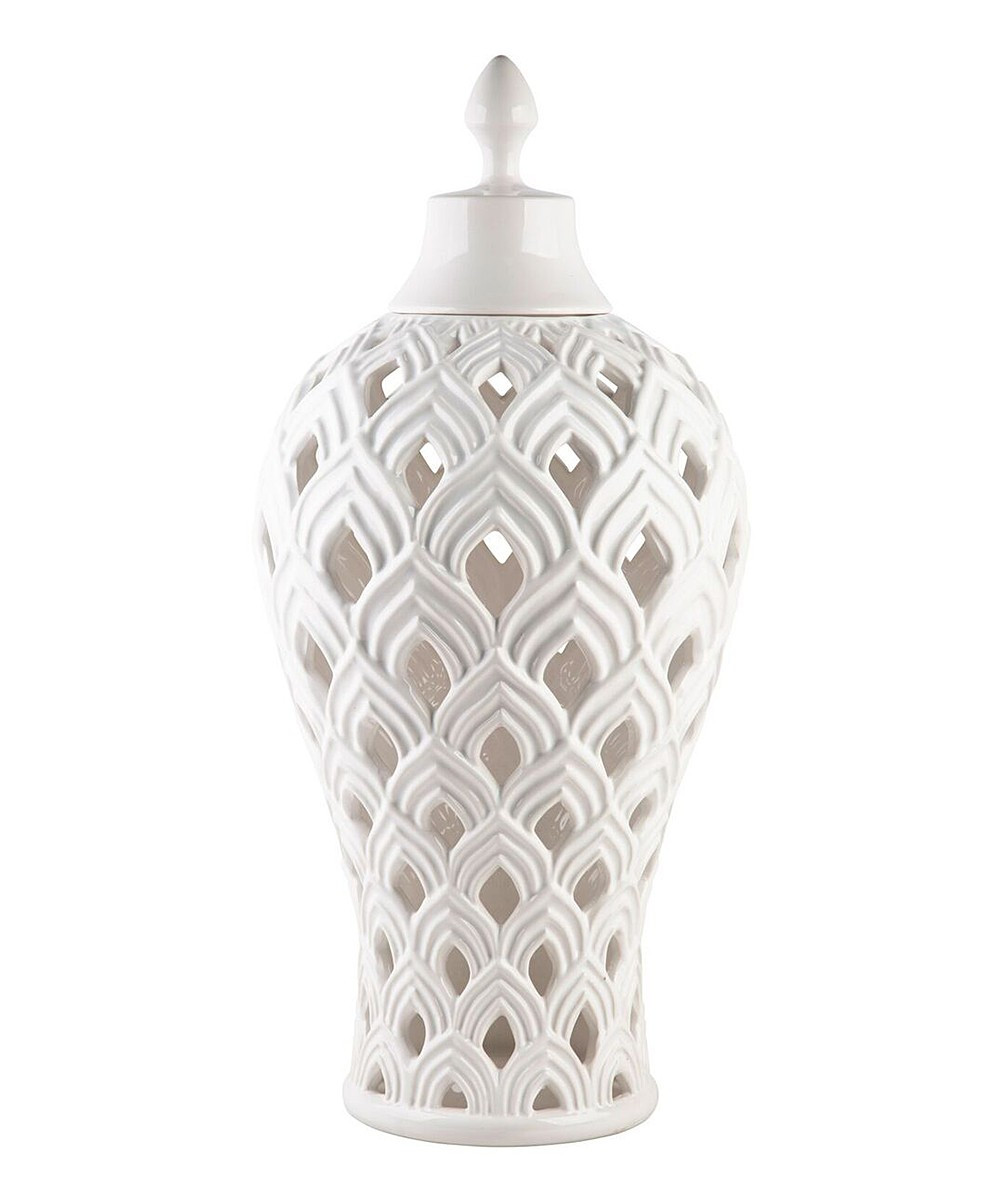 Home Essentials and Beyond Decorative Jars - 21.5'' White Pierce Ginger Jar | Zulily