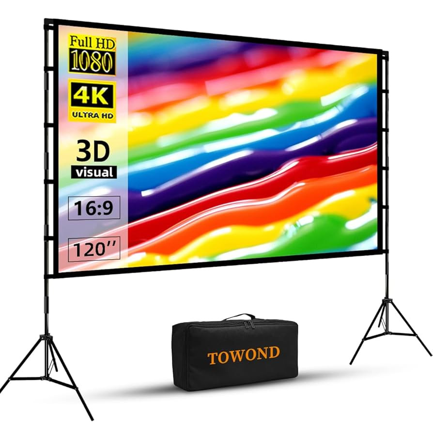 Projector Screen and Stand, Towond 120 inch Portable Projector Screen Indoor Outdoor Movie Screen... | Amazon (US)