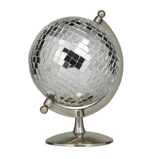 10 in. Silver Stainless Steel Disco Ball Style Decorative Globe | The Home Depot