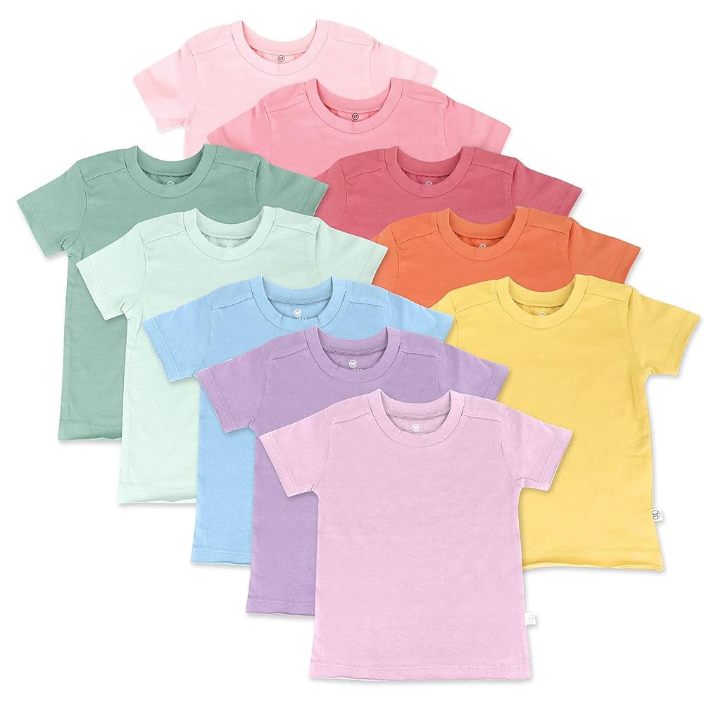 HonestBaby 10-Pack Short Sleeve T-shirts 100% Organic Cotton Baby, Toddler, Little Kids, Boys, Gi... | Amazon (US)