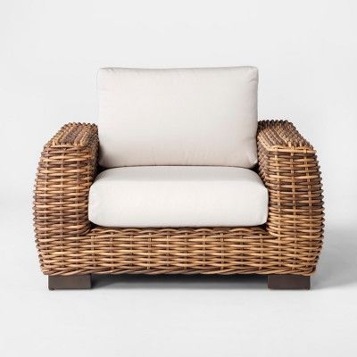 Eldridge Wicker Patio Club Chair with Sunbrella Cushions - Smith & Hawken™ | Target