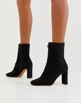 ASOS DESIGN Expression lace up heeled boots in black | ASOS (Global)