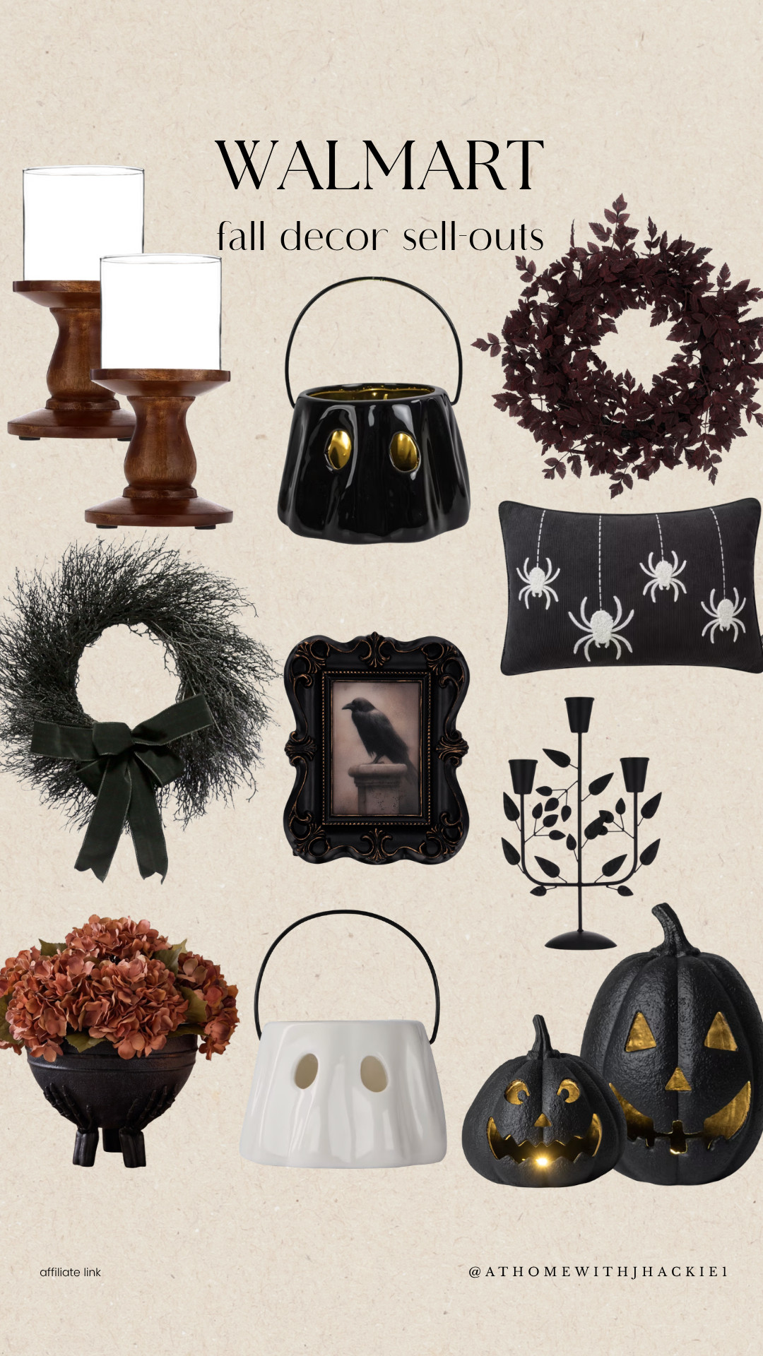 Walmart fall decor, Walmart Halloween decor, Walmart home finds, Walmart fall finds, fall decor sell outs, trending fall decor, Halloween decor finds, spooky season decor, black pumpkin decor, ghost decor, ghost bucket, Halloween wreath, black wreath, spider pillow, Halloween pillow, raven decor, moody Halloween decor, gothic Halloween decor, vintage Halloween decor, fall florals, autumn hydrangeas, wood candle holders, fall candle holders, Halloween candle holders, black Halloween decorations, affordable fall decor, budget fall decor, Walmart home decor, fall decor 2026

#LTKSeasonal #LTKHome