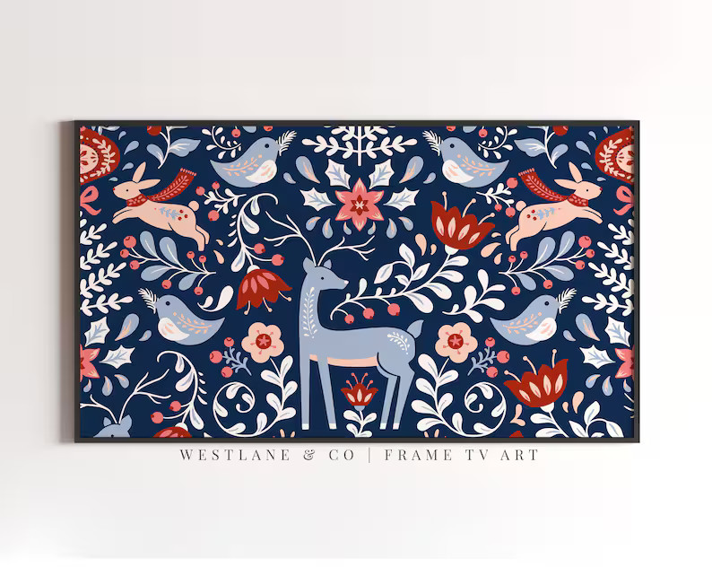Scandinavian Frame TV Pattern Art Modern  Christmas Festive  - Etsy | Etsy (US)
