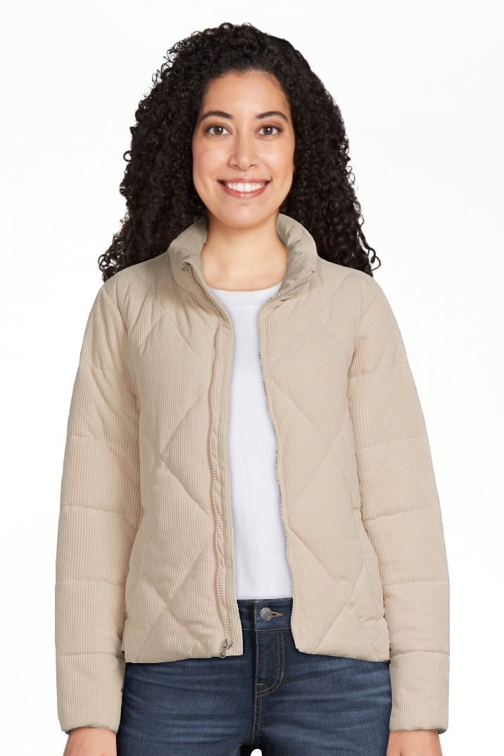 Time and Tru Women's Short Corduroy Puffer Jacket | Walmart (US)