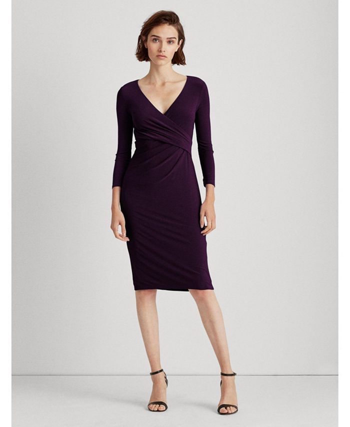 Lauren Ralph Lauren 3/4-Sleeve Ruched Jersey Dress & Reviews - Dresses - Women - Macy's | Macys (US)