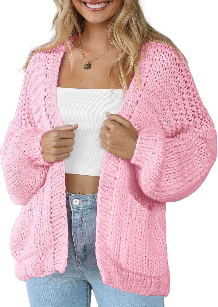 Women 2024 Cardigans Lightweight Casual Knit Long Sleeve Soft Pocketed Comfortable Cardigan Sweat... | Amazon (US)