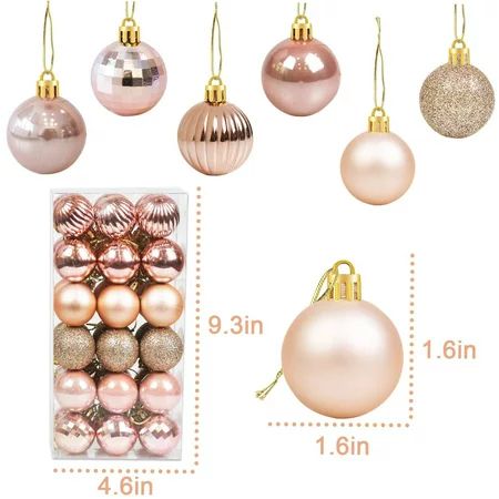 Hanging Ornaments 36Pcs Rose Gold Christmas Balls Ornaments For | Walmart (US)
