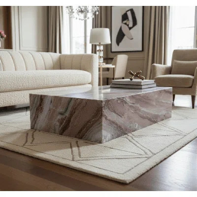 Genuine Marble Block Coffee Table - Rosso Orobico Marble | Wayfair North America
