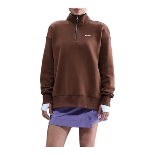 Nike Sportswear Phoenix Fleece Women's Oversized 1/4-Zip Long Sweatshirt (Fauna Brown/Sail) Size X-Small | Amazon (US)