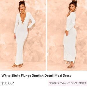 PLT White Slinky Plunge Starfish Detail Maxi Dress | Poshmark