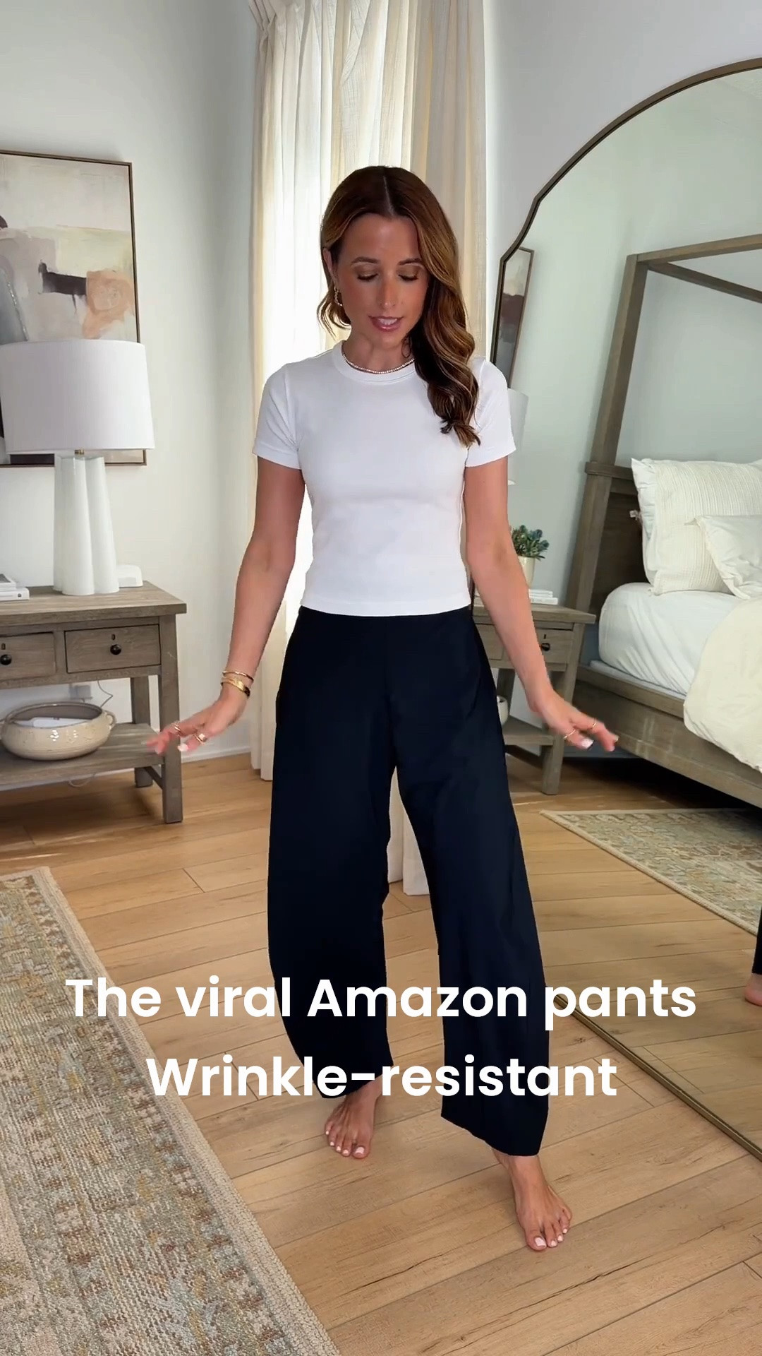 **This is the Amazon pair** Ruti on the loose pants vs. Amazon pair! Use code Welcome45 on Ruti pants! Travel pants. Travel outfit. Everyday outfit. Elevated casual outfit. Barrel leg pants. Ribbed white t-shirt in XXS. Airport outfit. Mom outfit. Summer outfit. Fall outfit.

*The Ruti are 100% worth the splurge if in your budget! Wrinkle free fabric that comes in petite, standard, and long. I prefer standard length in these and I am 5’3. These have an effortless drapery and tailored look to them. Wearing size 0 standard length.

*The Amazon pair is a great budget-friendly alternative but not as tapered or tailored of a fit. These do not come in length options. I prefer folding the waistband over to being the length up a little bit. Wearing XS.

#LTKootd #LTKTravel #LTKPetite

#LTKTravel #LTKootd #LTKgrwm