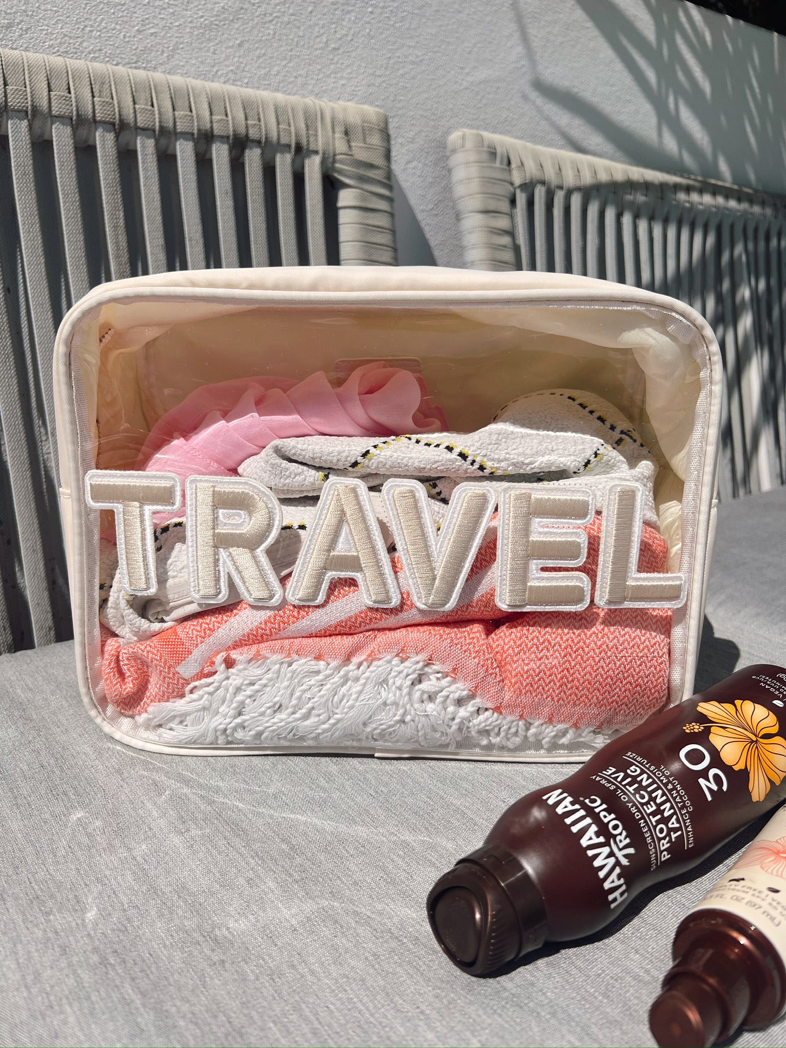 Travel Clear XL - Beige w/ Rolled Patches | KenzKustomz