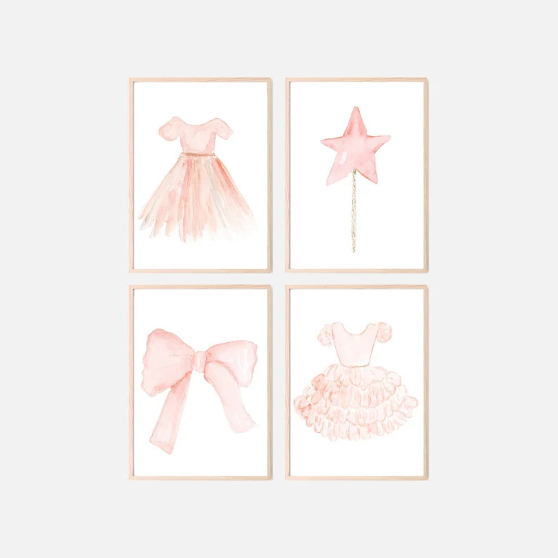 Pink Nursery Decor Watercolor Girl Nursery Print Set Blush - Etsy | Etsy (US)