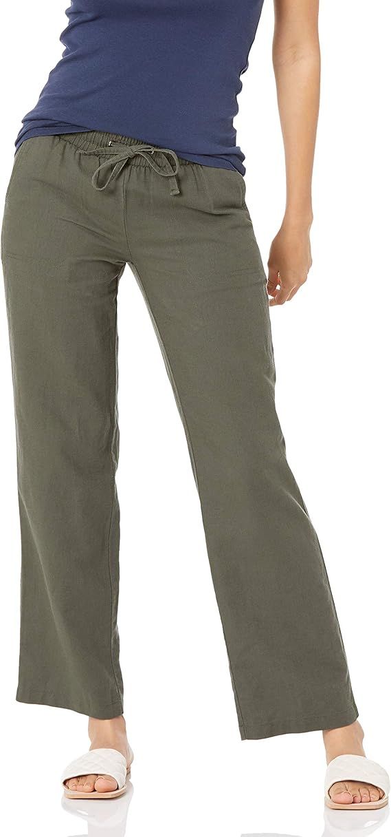 Amazon Essentials Women's Linen Blend Drawstring Wide Leg Pant (Available in Plus Size) | Amazon (US)