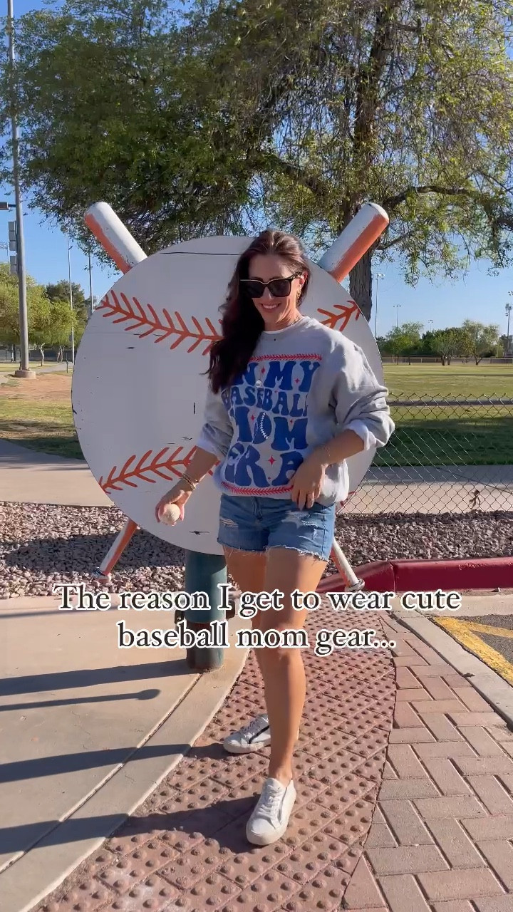 In my baseball mom era sweatshirt 💙⚾️❤️ sized up to a large!! So soft & cute!! 

#LTKfamily #LTKkids #LTKsalealert