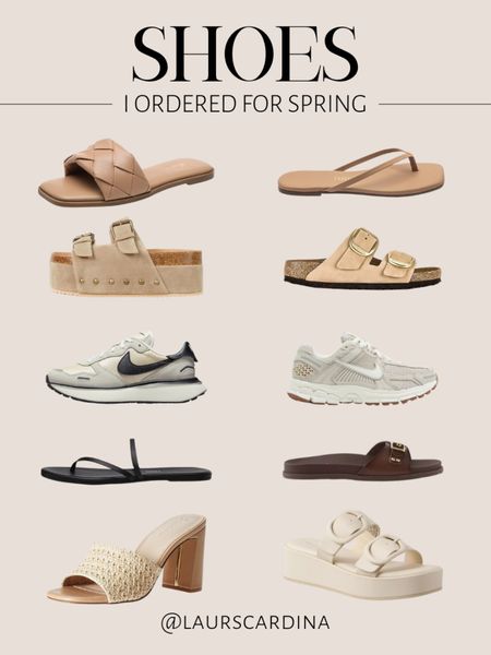 Spring shoes I ordered. 

Mules, slip on sandals, Birkenstock, look for less, Nike sneakers, strappy sandal, raffia heels 

#LTKshoecrush #LTKfindsunder50 #LTKfindsunder100