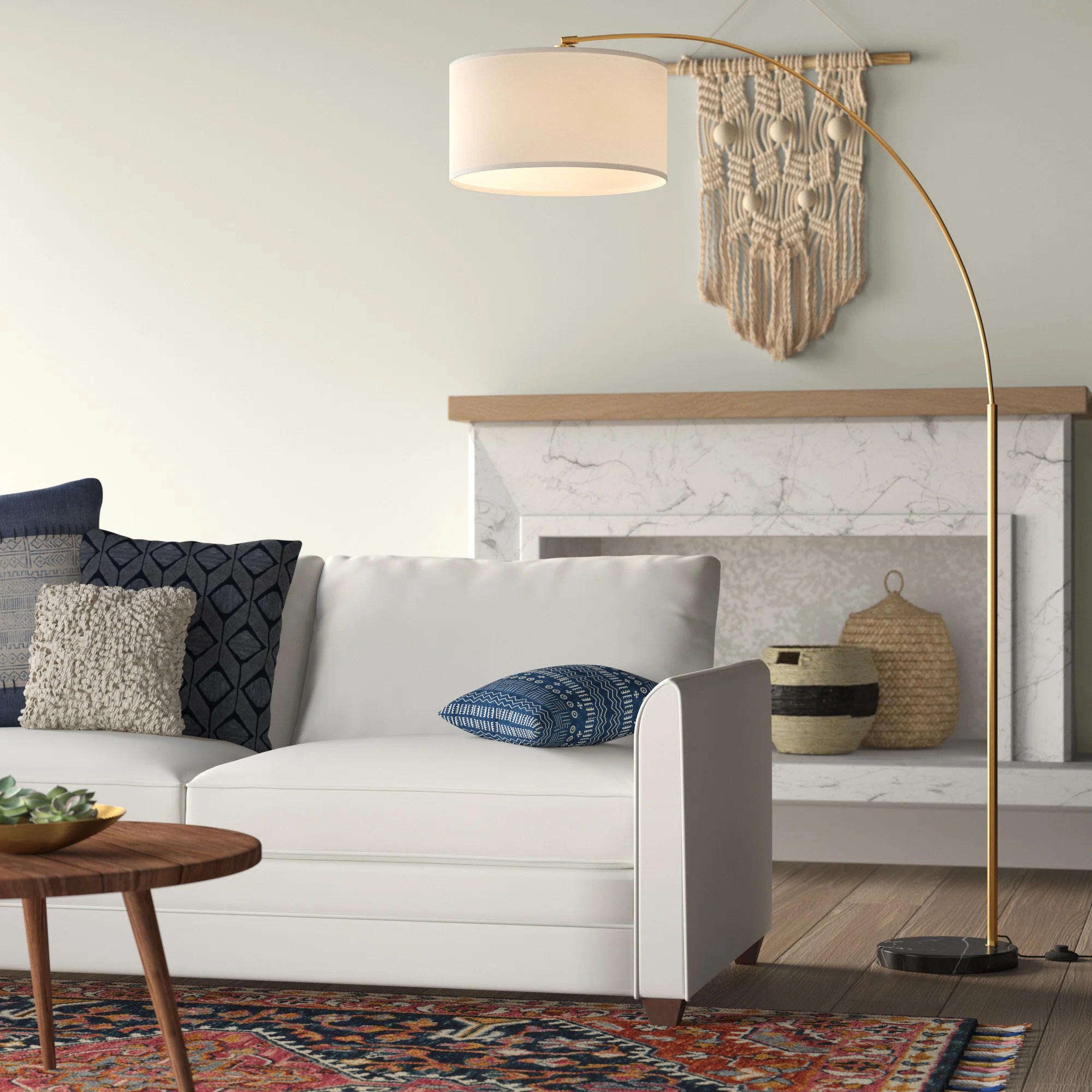 Debbye 77'' Chrome Arched Floor Lamp | Wayfair North America