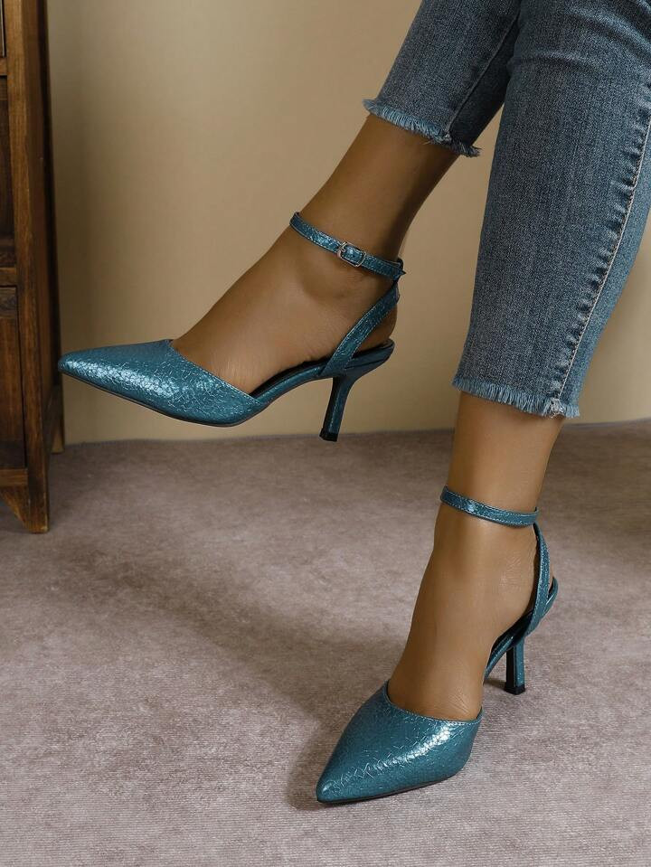 Zapatos de mujer de tacón de aguja elegantes de puntera puntiaguda de unicolor, versátiles con ... | SHEIN