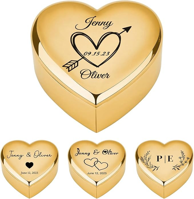 3UMeter Personalized Ring Box Wedding Day Custom Heart Shaped Engagement Ring Box for Proposal En... | Amazon (US)