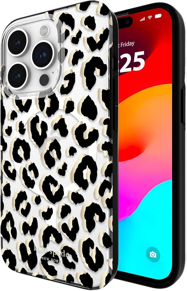 Kate Spade New York iPhone 15 Pro Case, Compatible with MagSafe - City Leopard Black | Amazon (US)