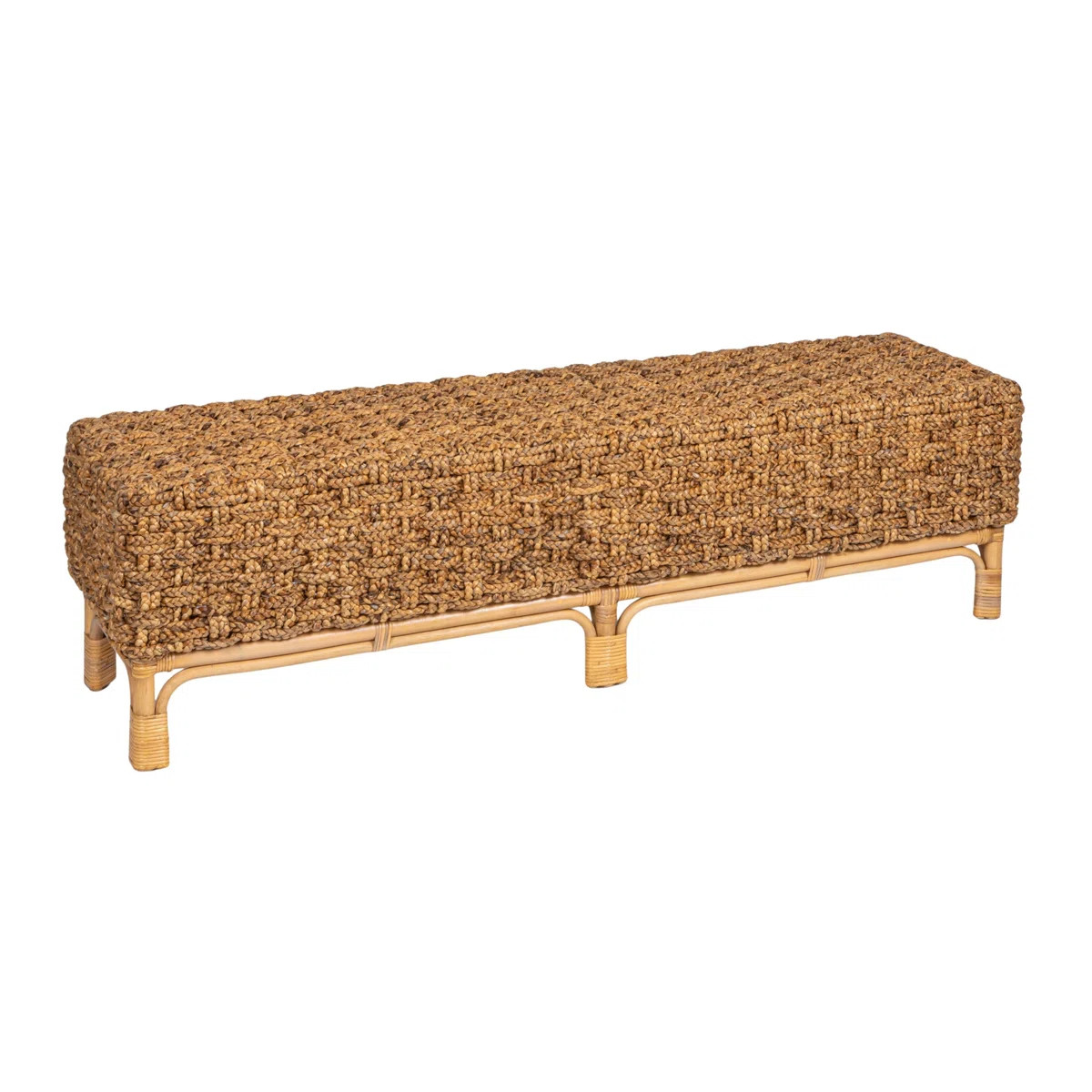 Arie Elegant Water Hyacinth and Rattan Bench, Natural | Wayfair North America