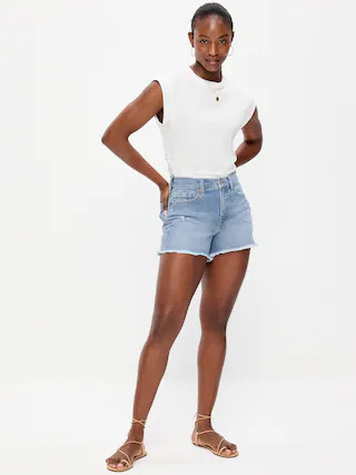 Curvy High-Waisted OG Jean Cut-Off Shorts -- 4-inch inseam | Old Navy (US)