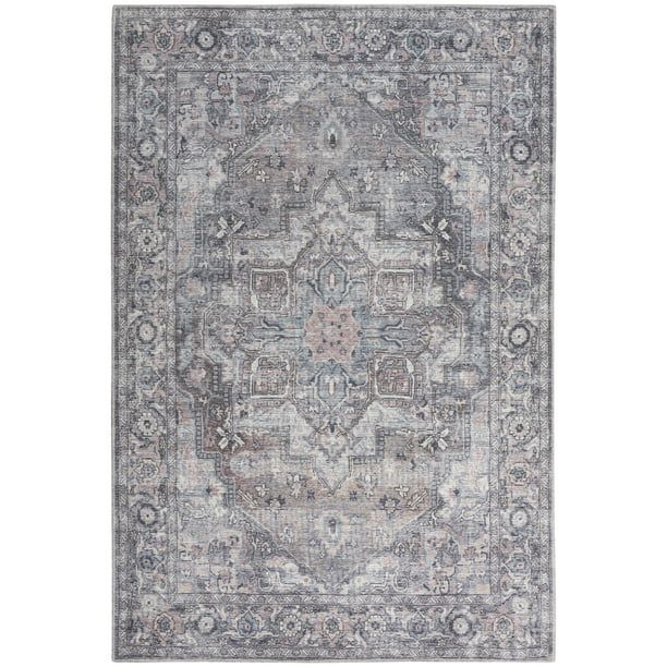 Nicole Curtis Machine Washable Vintage Boho Grey Area Rug - Walmart.com | Walmart (US)