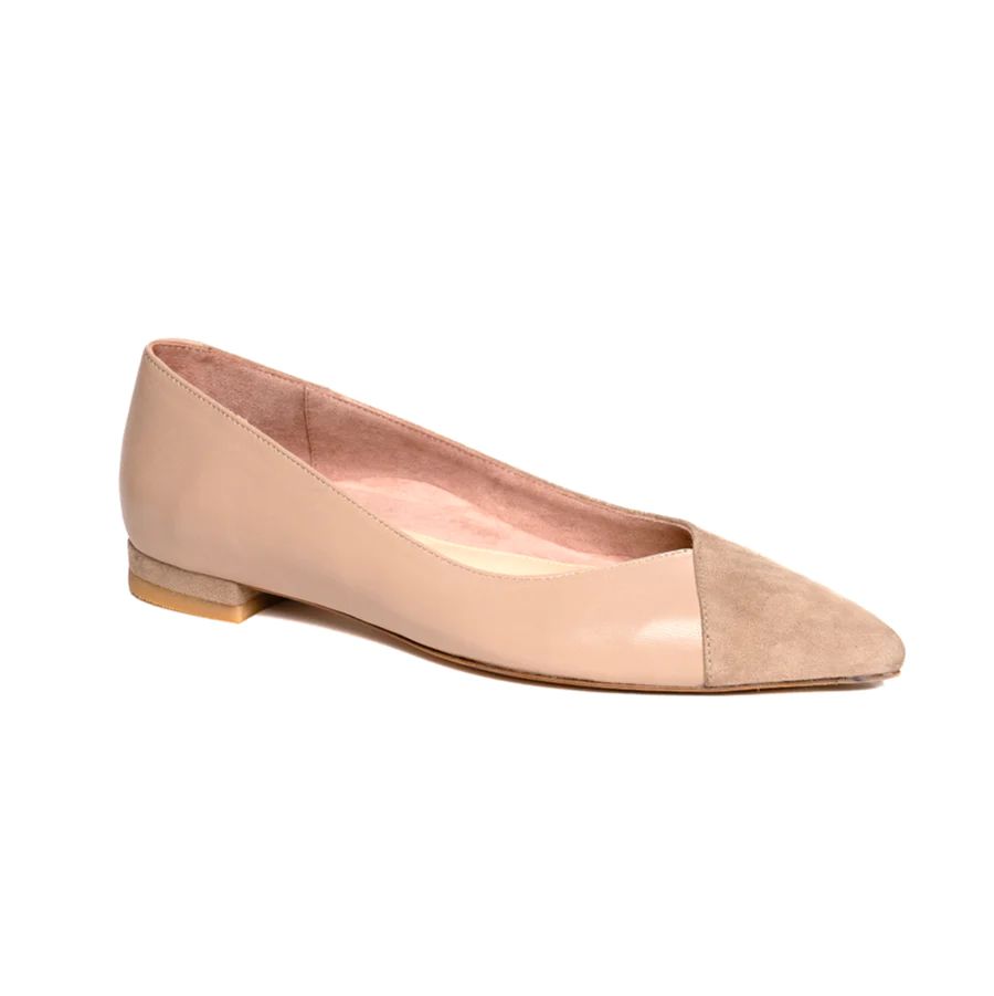 Tenacious Tan Suede / Bossy Beige Leather Flat | ALLY Shoes