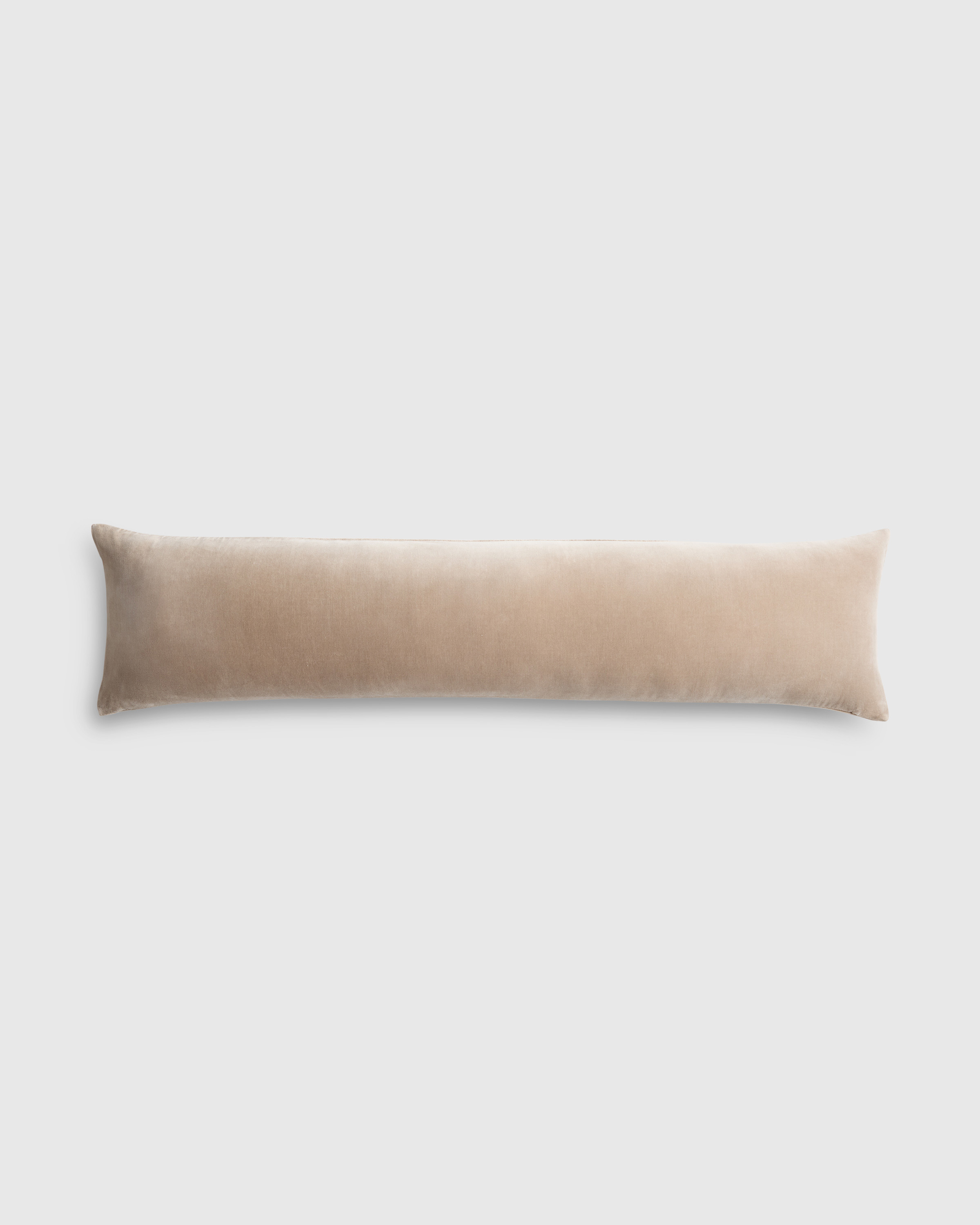 Quince | Cotton Velvet Oversized Lumbar Pillow Cover in Taupe, Size 12""x48 | Quince
