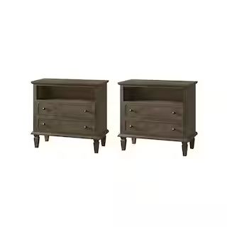 Juiien Kona 2 - Drawer 28.25 in. Solid Wood Nightstand with Solid Wood Legs Set of 2 | The Home Depot