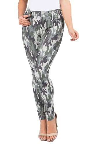ICONOFLASH Women’s Camouflage Jeggings with Pockets, Mid-Waist Stretchy Cotton Jean Leggings (Army Green, Small) | Amazon (US)