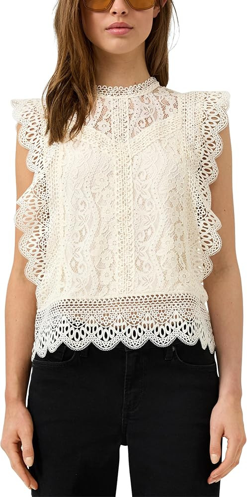 QS Damen Blusentop aus Spitze Spitzenbluse \u00e4rmellos | Amazon (DE)