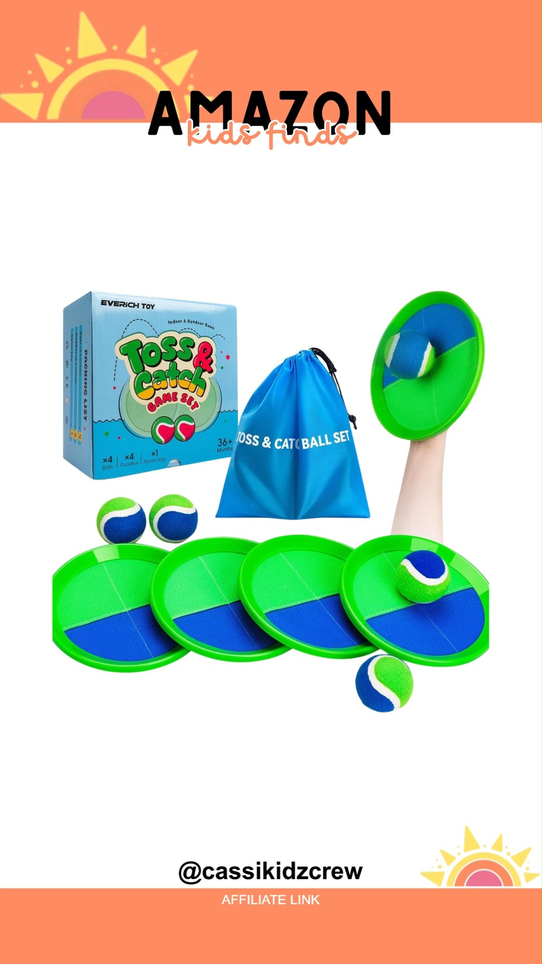 Toss and Catch Ball Game Set keeps kids and adults moving while laughter fills the air. Bright paddles and bouncy balls turn simple play into unforgettable outdoor fun every time. 🎾😄🌟  

#TossAndCatch #BallGame #OutdoorGames #KidsToys #FamilyFun #BackyardGames #PartyGames #SummerActivities #FunForAllAges #ActivePlay 

 #LTKActive #LTKSaleAlert #LTKKids