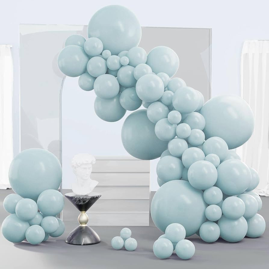 PartyWoo Pale Aqua Balloons, 152 pcs Retro Aqua Balloons Different Sizes Pack of 18 Inch 12 Inch ... | Amazon (US)