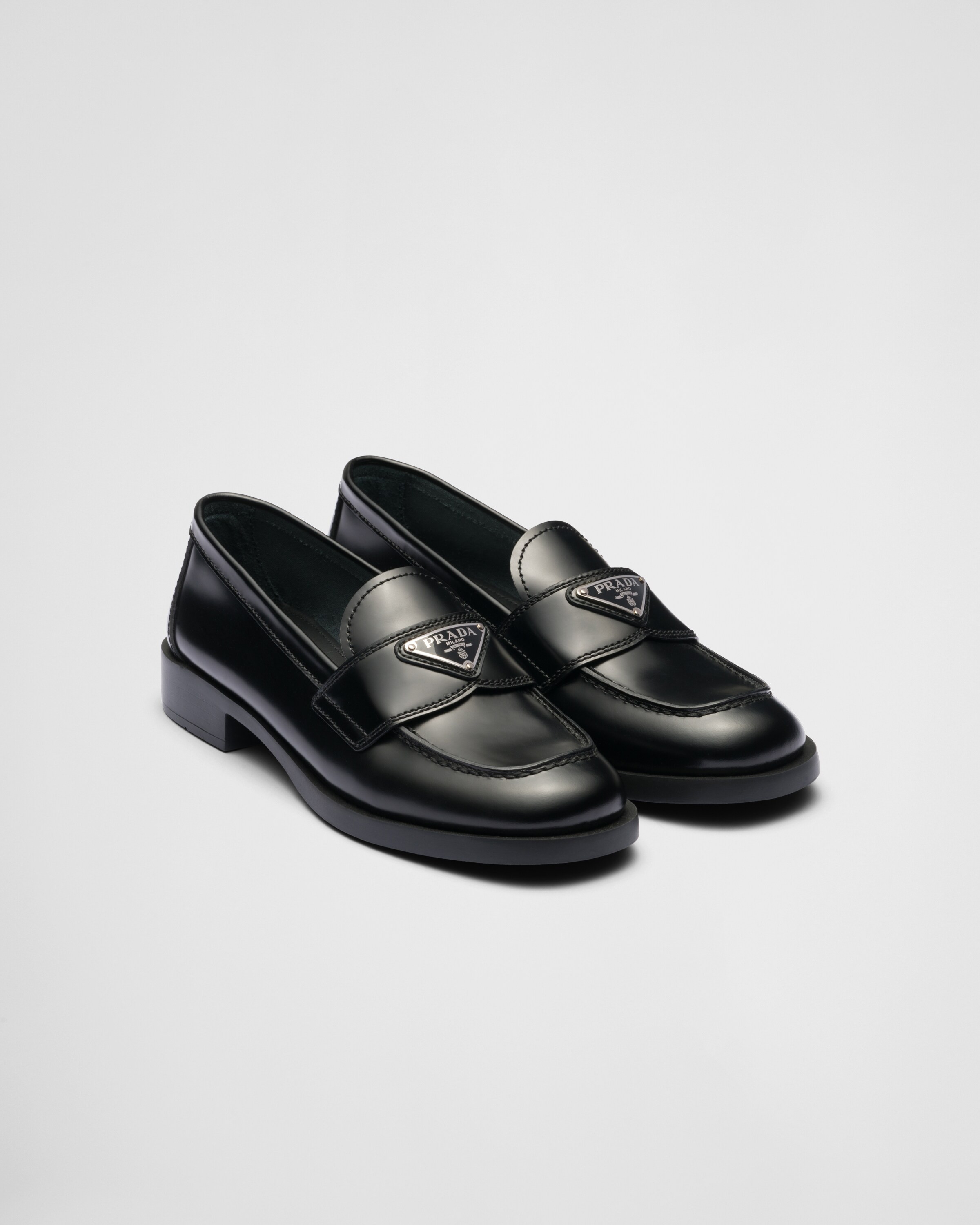 Unlined brushed leather loafers | Prada Spa US