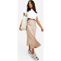 boohoo Women's Petite Satin Midaxi Skirt in Taupe | Size: Medium | Boohoo.com (UK & IE)