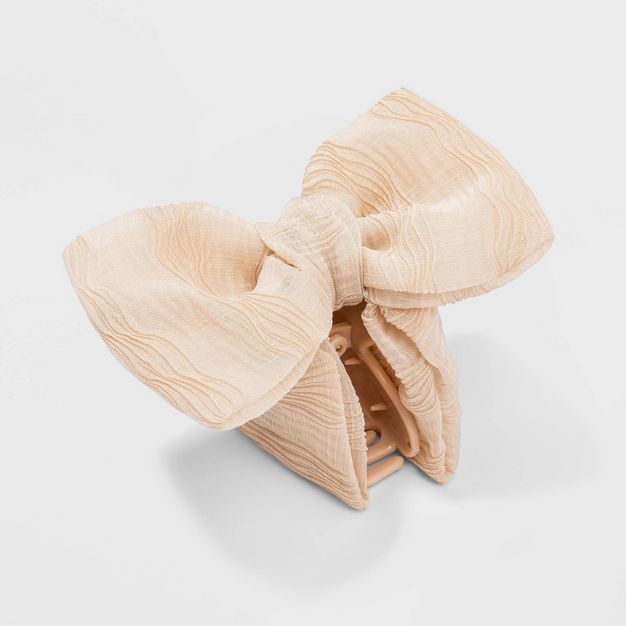 Textured Chiffon with Bow Claw Hair Clip - A New Day&#8482; Off-White | Target