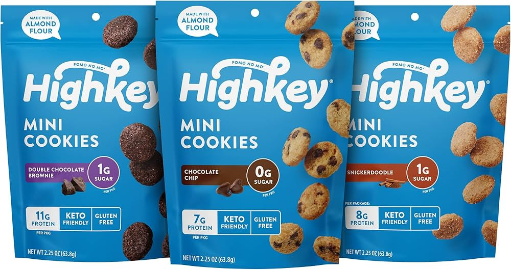 HighKey Sugar Free Cookies Variety Pack - 6.75oz Keto Snacks Zero Carb No Sugar 3-Pack Chocolate ... | Amazon (US)