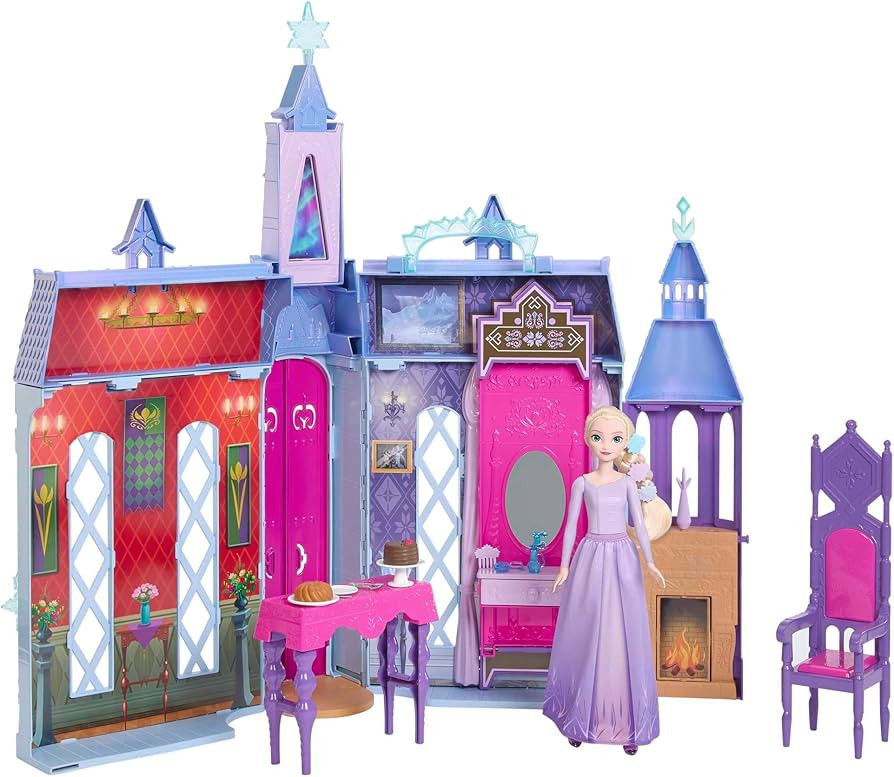 Mattel Disney Frozen Doll House, Arendelle Castle Featuring Elsa Fashion Doll, 4 Play Areas with ... | Amazon (US)