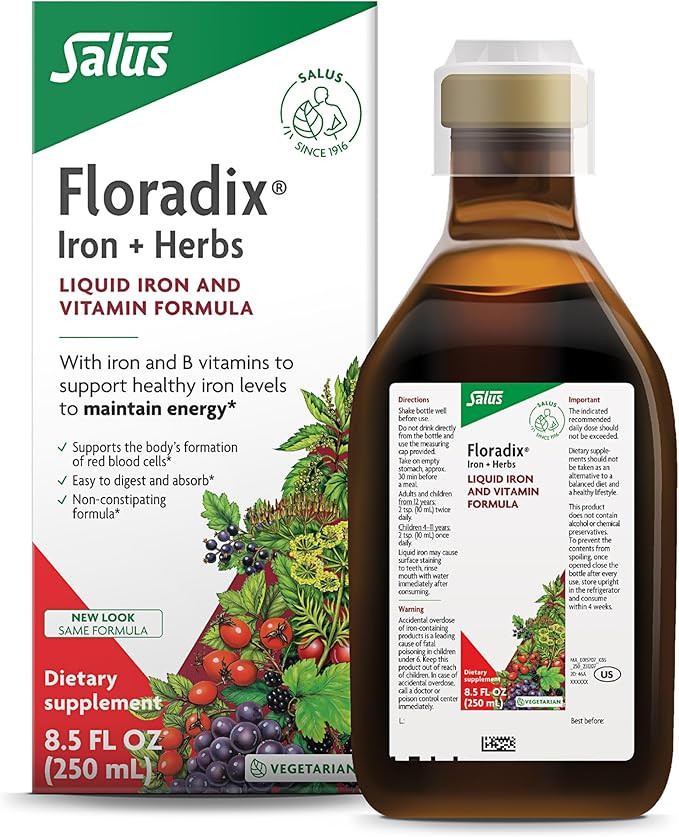 Floradix Iron & Herbs - Liquid Herbal Supplement for Energy Support - Iron Supplement with Vitami... | Amazon (US)