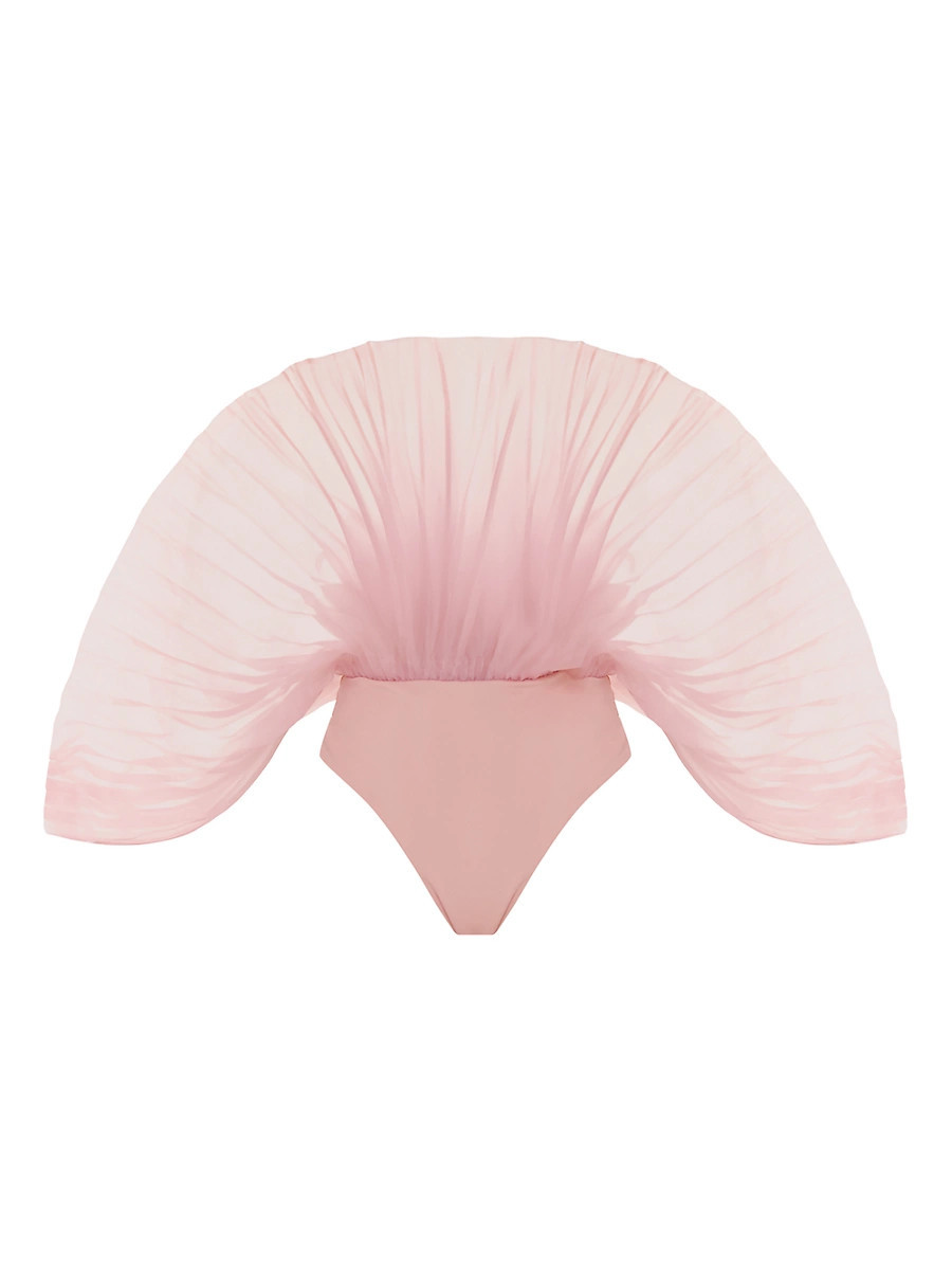Women's Sombra Pleated Organza Bodysuit - Powder Pink - Size XL | Saks Fifth Avenue