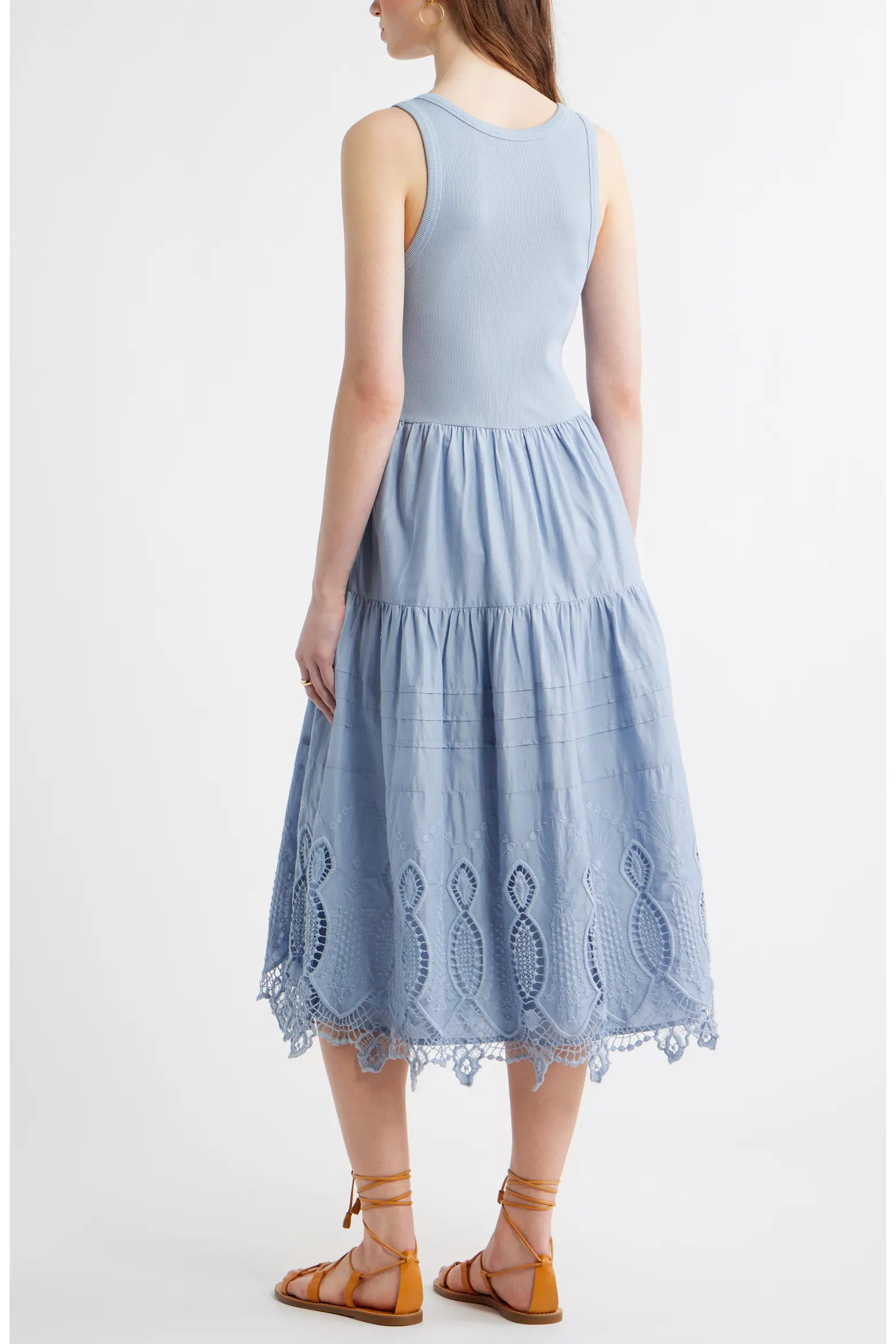 Embroidered Mixed Media Henley Tank Dress (Women) | Nordstrom | Nordstrom