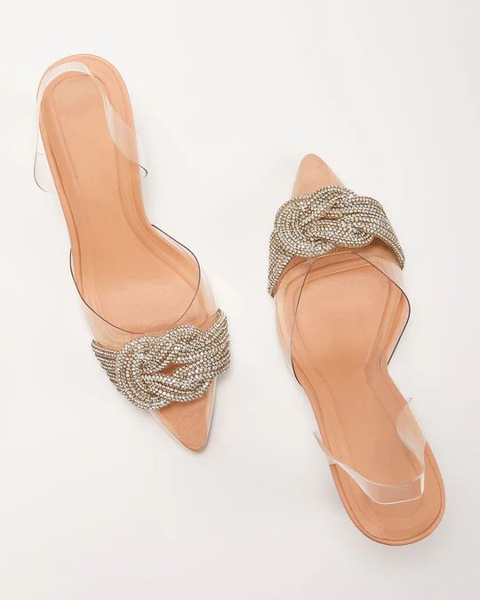 Flirty Femme Rhinestone Clear Strap Heels | VICI Collection