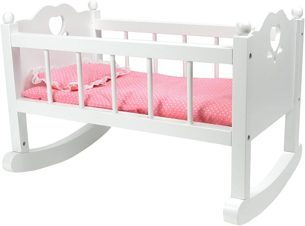 Sophia's High-End Baby Doll Rocking Vintage Style Cradle with Pink Bedding for 15" Dolls, White | Amazon (US)